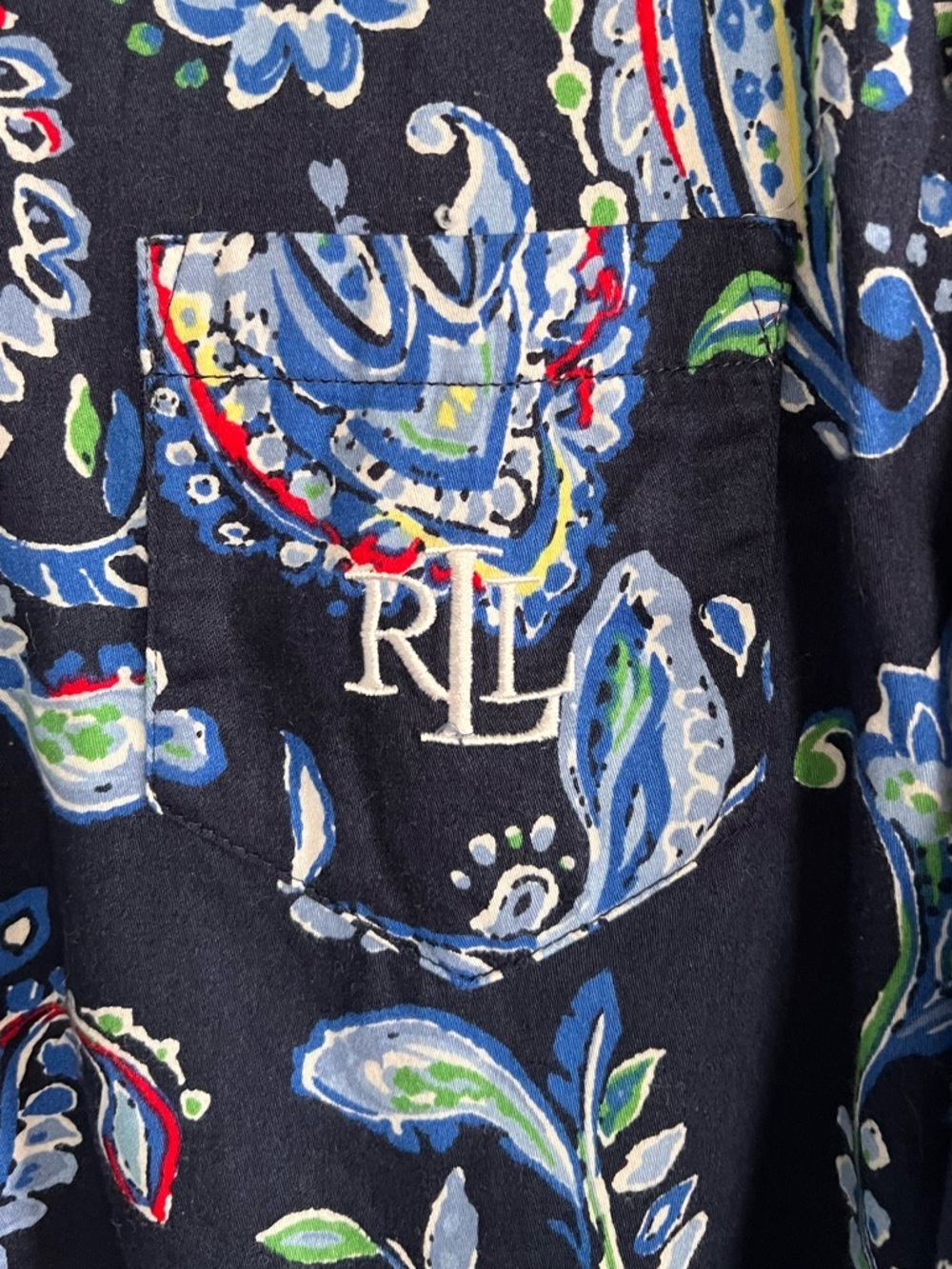 Lauren Ralph Lauren Women’s Paisley Shirt Dress Monogram Size Large - Picture 5 of 9